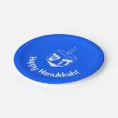 Blue White Hanukkka Dreidel Holidays Pappteller (Schrägansicht)