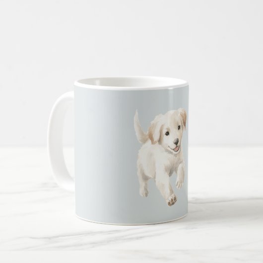 Blue White Happy Dog Kaffeetasse (Vorderseite Links)