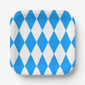 Blue White Harlequin Diamonds Schachbretts Design Pappteller (Vorderseite)