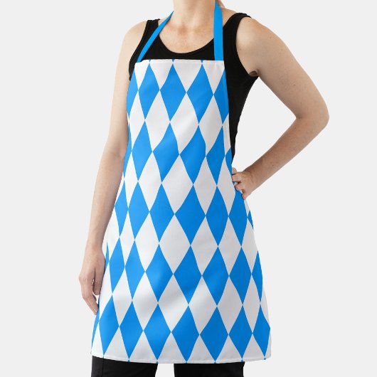 Blue White Harlequin Diamonds Schachbretts Design Schürze