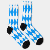 Blue White Harlequin Diamonds Schachbretts Design Socken (Rechts)