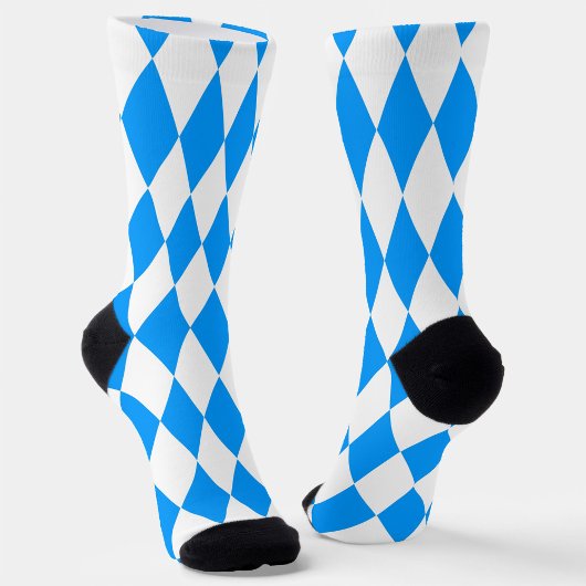 Blue White Harlequin Diamonds Schachbretts Design Socken
