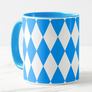 Blue White Harlequin Diamonds Schachbretts Design Tasse