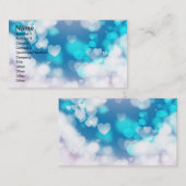 BLUE WHITE HEARES LAYERS BOKEH DIGITAL WALLPAPIER VISITENKARTE (Vorne/Hinten)