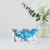 BLUE WHITE HEARES LAYERS BOKEH DIGITAL WALLPAPIER VISITENKARTE (Stehend Vorderseite)