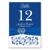 Blue White Heart of Liebe Wedding Tischnummer Card (Rückseite)