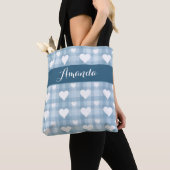 Blue White Heart Valentine Leinwand Tasche (Von Nahem)