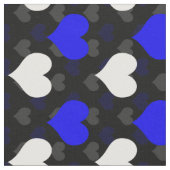 Blue White Hearts Black Stoff (Nahaufnahme)