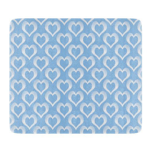 Blue White Hearts Pattern Schneidebrett (Vorderseite)