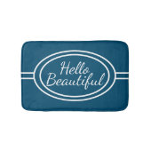 Blue & White Hello Beautiful Bath Mat Badematte (Vorderseite)