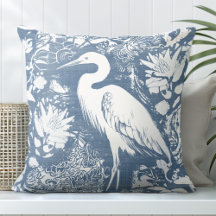 Blue & White Heron Throw Kissen