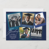 Blue White High School COLLAGE Foto Abschluss Ankündigung (Vorderseite)