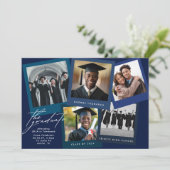 Blue White High School COLLAGE Foto Abschluss Ankündigung (Stehend Vorderseite)