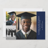 Blue White High School COLLAGE Foto Abschluss Ankündigung (Rückseite)