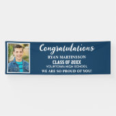 Blue White High School Uni-Abschluß Foto Banner (Horizontal)