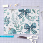 BLUE & WHITE HOLIDAY BOWS SEIDENPAPIER (Handwerk)