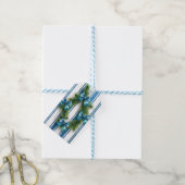 BLUE & WHITE HOLIDAY BOWS & STRIPES WITH GARLAND GESCHENKANHÄNGER (Mit Garn)