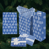 Blue White Holiday Chinoiserie Snowflake Große Geschenktüte