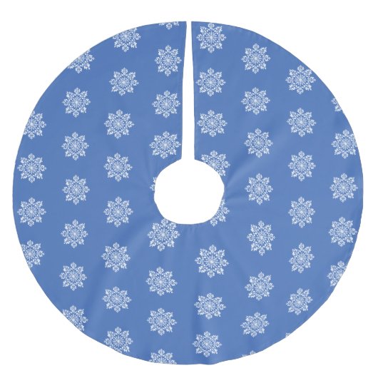 Blue White Holiday Chinoiserie Snowflake  Polyester Weihnachtsbaumdecke (Vorderseite)