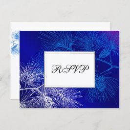 Blue White Holiday Pine Custom RSVP Cards