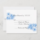 Blue White Holiday Pine Custom RSVP Cards Karte (Rückseite)