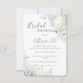 Blue White Hydrangea Floral Bridal Shower Einladung (Vorderseite)