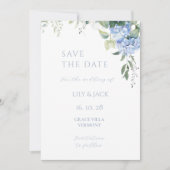 Blue & White Hydrangea Hochzeit speichern Sie die  (Vorderseite)