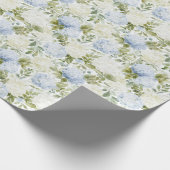 Blue White Hydrangea Romantic Floral Wedding Geschenkpapier (Ecke)