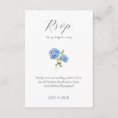 Blue & White Hydrangea Wedding RSVP Enclosure Card Begleitkarte (Vorderseite)