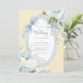 Blue White Hydrangeas Elegant Budget Wedding Einladung (Stehend Vorderseite)