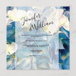 Blue & White Hydrangeas Moderne Einladung zur Hoch