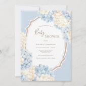 Blue & White Hydrangeas Vintage Baby Shower Einladung (Vorderseite)