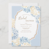 Blue & White Hydrangeas Vintage Bridal Shower Einladung (Vorderseite)