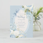 Blue White Hydrangeas Vintage Elegant Wedding  Einladung (Stehend Vorderseite)