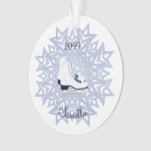 Blue White Ice Skate auf Blue Snowflake Weihnachte Ornament (Vorderseite)