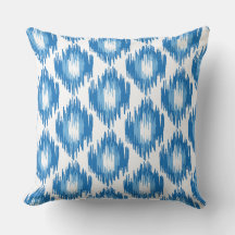 Blue White Ikat Ogee Art Pattern