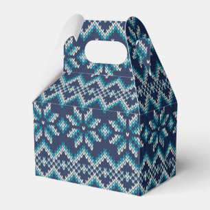 Blue & White Imitats Strick Pullover Schneeflocken Geschenkschachtel