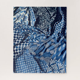 Blue White Indigo Fabrics Puzzle