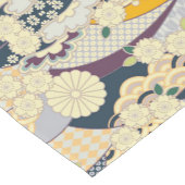 Blue White Japanisch Kimono Blumencotton Dining Kurzer Tischläufer (Ecke)