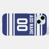 Blue White Jersey Streifen mit Name und Nummer Case-Mate iPhone Hülle (Rückseite (Horizontal))