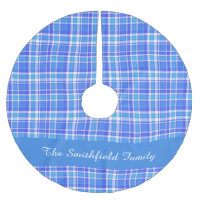 Blue White Kariert Family Name Custom Christmas