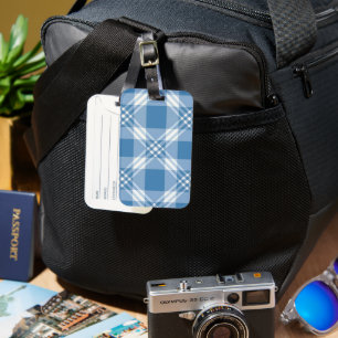 Blue White Kariert Luggage Tag Gepäckanhänger