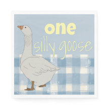 Blue & White Kariert Napkin Eine Alberne Gans