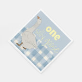 Blue & White Kariert Napkin Eine Alberne Gans Serviette (Ecke)