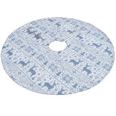 Blue & White Knit Ugly Sweater Pattern Script Name Fleece Weihnachtsbaumdecke (Schrägansicht)