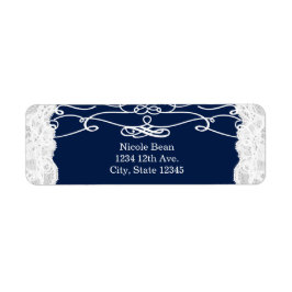 Blue & White Lace Elegante Hochzeitsadressen-Label