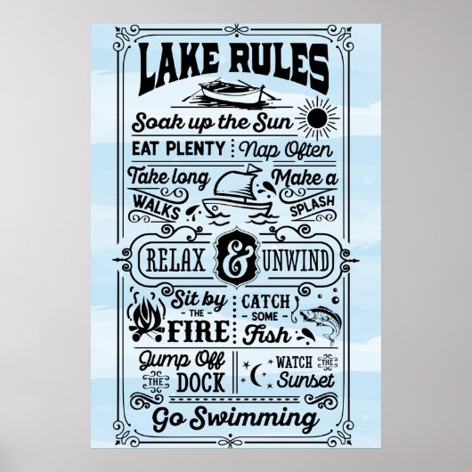 Blue White Lake Rules Poster (Vorne)