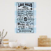 Blue White Lake Rules Poster (Küche)