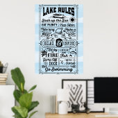 Blue White Lake Rules Poster (Heimbüro)