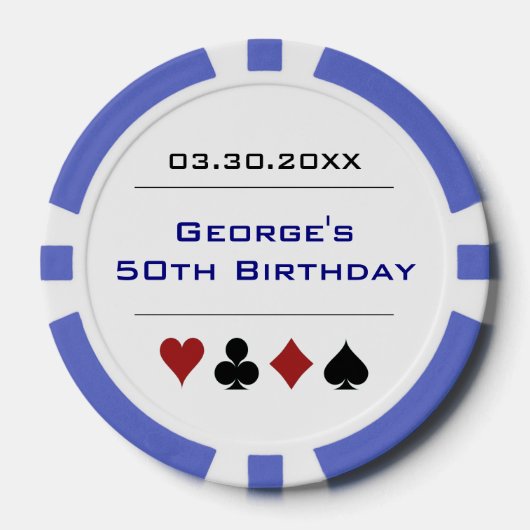 Blue White Las Vegas Casino Poker Pokerchips (Vorderseite)